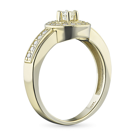 Классическое кольцо из желтого золота с бриллиантами