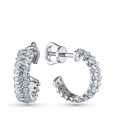 Пусеты из серебра c бриллиантами